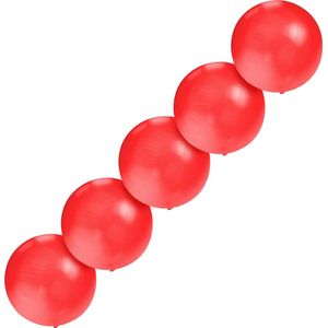 Set van 5x stuks groot formaat rode ballon met diameter 60 cm - Feestartikelen/versieringen
