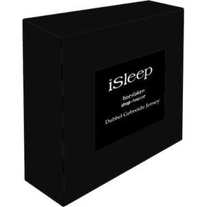 iSleep Dubbel Jersey Hoeslaken - Litsjumeaux XXL - 210x220/230 cm - Zwart