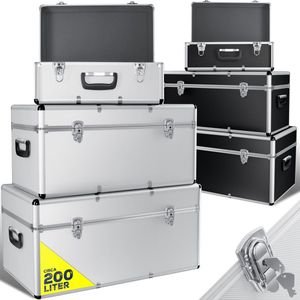 Masko® Opbergkist SET van 3x aluminium kist transportkist gereedschapskist speelgoedkist opbergbox - Zilver