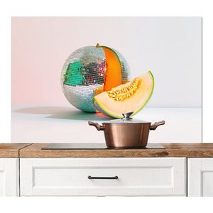 Spatscherm keuken 120x80 cm - Kookplaat achterwand Disco - Discobal - Meloen - Pastel - Muurbeschermer - Spatwand fornuis - Hoogwaardig aluminium