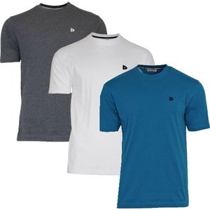 3-Pack Donnay T-shirt (599008) - Sportshirt - Heren - Charcoal-marl/White/Petrol (575) - maat XL