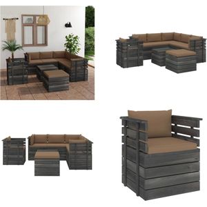 vidaXL 8-delige Loungeset met kussens pallet massief grenenhout - Loungeset - Loungesets - Tuinset - Tuinsets