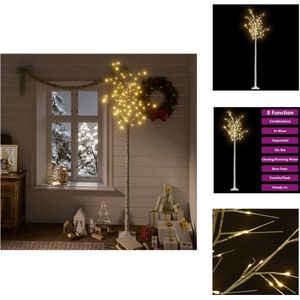 vidaXL Kunstkerstboom LED Verlicht - 220cm - Wilgen Stijl - Wit - Warmwit - IP44 - Decoratieve kerstboom