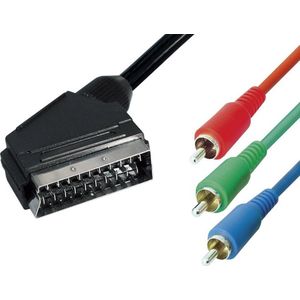 Scart (m) - Component 3RCA (m) kabel / zwart - 10 meter