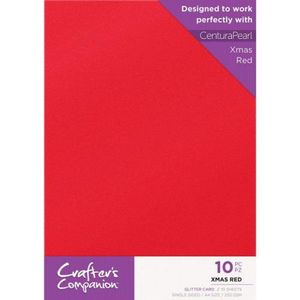 Crafter's Companion Glitter karton A4 a 10 vel - Kerst Rood