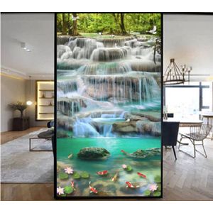 Raamfolie waterval - vissen - vogels - ooievaars - zelfklevend - 60 x 120 cm