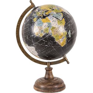 Wereldbol Decoratie 22*22*33 cm Zwart Hout, Ijzer Globe Aardbol