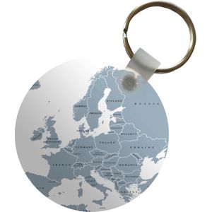 Sleutelhanger - Kaart - Europa - Grijs - Plastic - Rond - Uitdeelcadeautjes