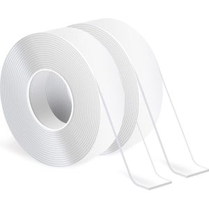Nano-plakband - Dubbelzijdig transparant schuimtape (2 rollen à 305 cm) voor tapijten en wandbevestiging
