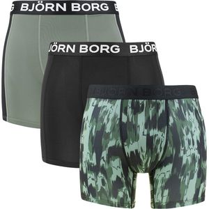 Björn Borg performance 3P microfiber boxers print groen & zwart - M