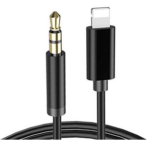 Aux Kabel Auto geschikt voor iPhone - Headphone Jack Audio Aux Kabel - 3,5 mm - 1 Meter - Zwart TPU