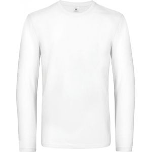 T-shirt Heren XL B&C Ronde hals Lange mouw White 100% Katoen