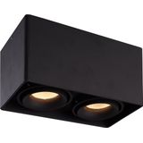 HOFTRONIC Esto - Plafondspot dubbel opbouw - Zwart - Kantelbaar en Dimbaar - Verwisselbare GU10 Spot - 4000K Neutraal wit - 5 Watt 800 lumen - 187x94x105mm - IP20 voor woonkamer, slaapkamer en gang - Plafondverlichting binnen