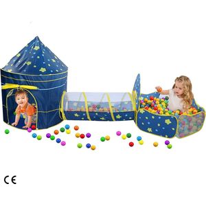 Kids Speeltent met Verkenningstunnel en Ballenbak - Opvouwbare Kindertent voor Urenlang Speelplezier