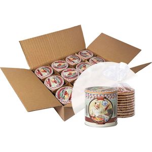 12 x Retro Stroopwafel Blik met 10 Verse Stroopwafels | Origineel Bedank Cadeau voor Collega’s of Relaties | Origineel Hollands Cadeautje | Stroopwafel Geschenk | Grootverpakking Stroopwafels