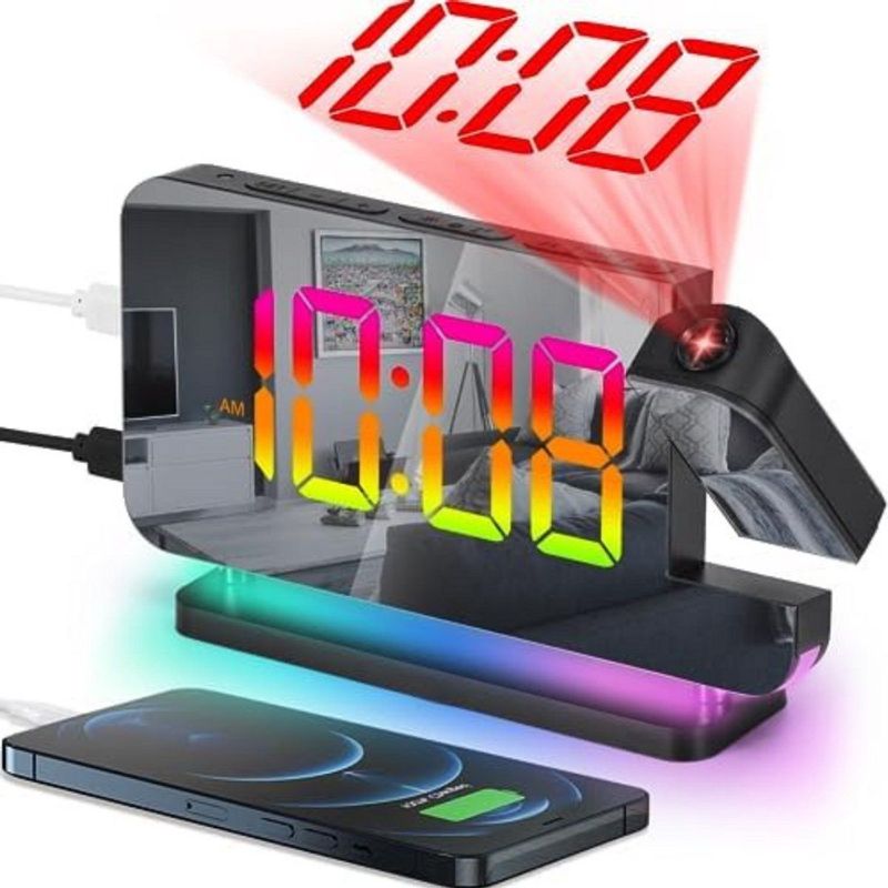 WNHB® Wekkerradio Met Projectie – Digitale Projectiewekker Met Radio En Klokfunctie – Wekker Met Projectie Op Plafond