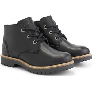 Travelin' Thorning Dames - Halfhoge leren veterschoenen - Wol gevoerd - Zwart leer