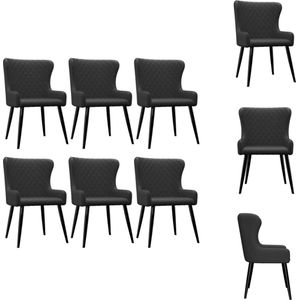 vidaXL Eetkamerstoelen - 6 stuks - Zwart - 60x55x84cm - Stoffen bekleding - Eetkamerstoel