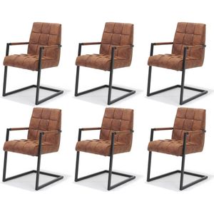 Eetkamerstoel Levi - set van 6 - Cowboy Cognac