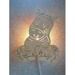 Phanti Fantasie Kinderlamp - Wandlamp - Dierenlamp - Zoe zebra - bamboe - 45 cm hoog - handgemaakt