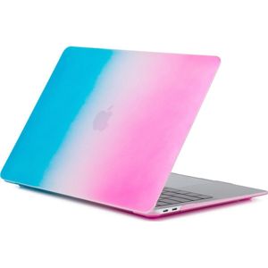 Mobigear Laptophoes geschikt voor Apple MacBook Pro 16 Inch (2021-2024) Hoes Hardshell Laptopcover MacBook Case | Mobigear Rainbow Matte - Blauw / Roze - Model A2485 / A2780 / A2991