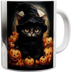 Kat Pompoen - Black Cat Pumpkins - Mok 440 ml