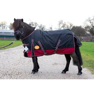 G-Horse - Paardendeken - Outdoor Regen/Winter deken - 0 gram - 145 cm - Zwart/rood