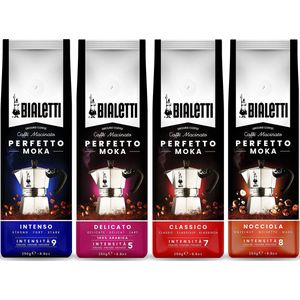 Bialetti Perfetto Moka Gemalen Koffie Proefpakket - 4 x 250 gram - Classico, Intenso, Delicato en Nocciola