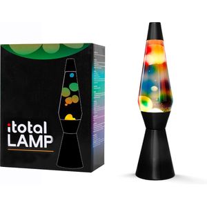 i-Total Lavalamp - Lava Lamp - Sfeerlamp - 40x11 cm - Glas/Aluminium - 30W - Transparant met gekleurde Lava - Zwart - XL2340