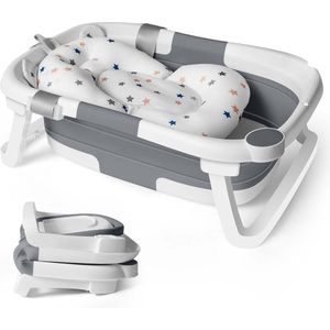 Goodivery ® Opvouwbare Babybadkuip met Inzetstuk voor Pasgeborenen en Peuters, Grijs