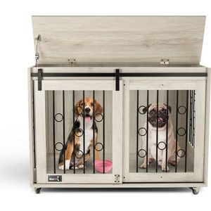 MaxxPet Houten Hondenbench - Hondenhuisje voor binnen - Hondenhok - Kennel - 102x65x68cm - Incl. Drinkbakje