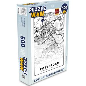 Puzzel Kaart - Rotterdam - Zwart - Wit - Legpuzzel - Puzzel 500 stukjes