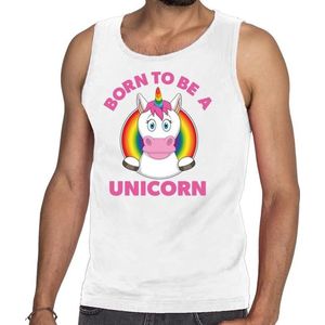 Born to be a unicorn pride tanktop/mouwloos shirt - wit regenboog homo singlet voor heren - gay pride XXL