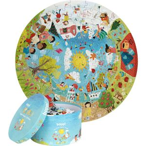 Boppi - vier seizoenen puzzel - rond formaat - 150 stukjes - 58cm diameter - gemaakt van recycled karton