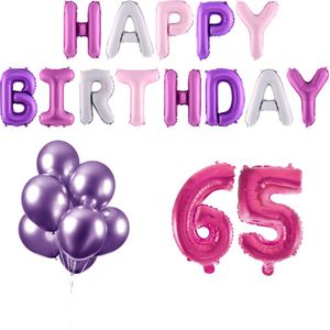 65 jaar Verjaardag Versiering Ballon Pakket Pastel & Roze