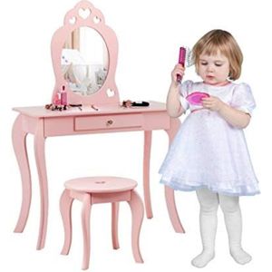 Kaptafel kind - Kaptafel kinderen - Make up tafel kind - Kaptafel voor meisjes - 70x34x105cm - Roze