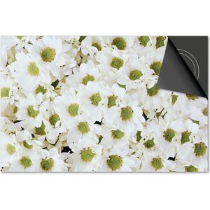 Inductie beschermer 71x52 - afdekplaat inductie mat - Dietrix Kookplaat beschermer - Exclusief - Flowers 7 - Witte margrieten