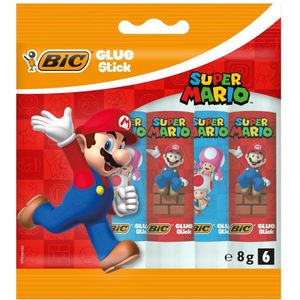 BIC Lijmstiften Super Mario 8g per lijmstift - Pak van 6 Stuks