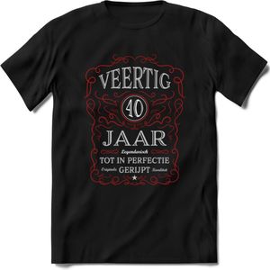 40 Jaar Legendarisch Gerijpt T-Shirt | Rood - Grijs | Grappig Verjaardag en Feest Cadeau Shirt | Dames - Heren - Unisex | Tshirt Kleding Kado | - Zwart - S