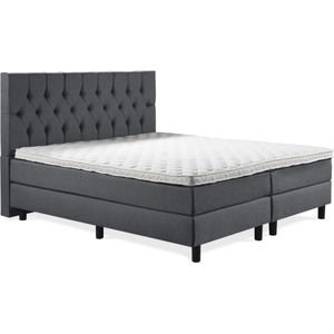 Boxspring Luxe 200x220 Capiton Antraciet Lederlook