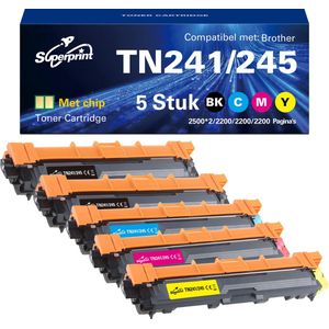 Superprint TN241 TN245 Toner geschikt voor Brother TN-241 TN-245 - Multipack 5 Toners - Voordeelbundel
