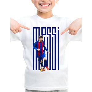 Messi T-Shirt - Messi nummer 10 - Kinder T-Shirt - Wit - Maat 110 / 116 - T-Shirt leeftijd 5 tot 6 jaar - Grappige teksten - Cadeau - Shirt cadeau - Voetbal Fan - verjaardag - Messi kids T-shirt