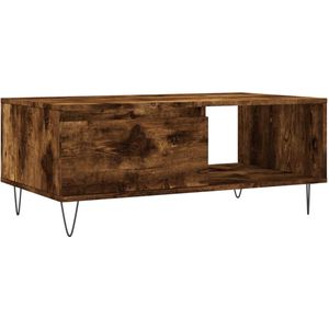 The Living Store Salontafel 90x50x36,5 cm bewerkt hout gerookt eikenkleurig - Salontafel - Houten Salontafel - Tv Tafellaar - Bijzettafel - Bruine Salontafel