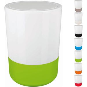 cosmetica-emmer Moji bad pedaalemmer swingdeksel afvalcontainer met zwenkdeksel 5 liter met siliconen bodem wit/groen