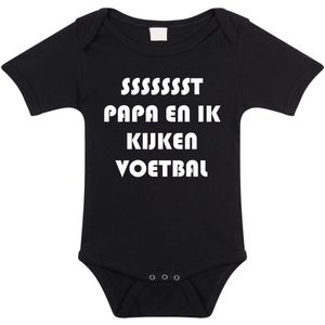 Rompertjes baby - papa en ik kijken voetbal samen - baby kleding met tekst - kraamcadeau jongen - maat 92 zwart