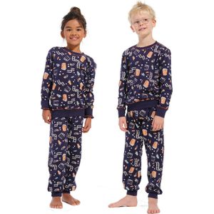 Warme uniseks kinderpyjama popcorn Robin - Blauw - Maat - 128