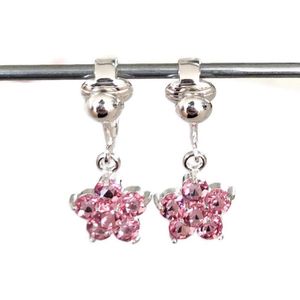 Clip Oorbellen Kinderen - Oorclips - Glitterbloem - Roze - Hangers - MNQ bijoux