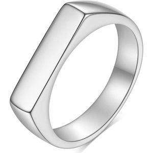 Zegelring Zilver kleurig - Smal en Elegant - Staal - Ring Ringen Heren Dames - Cadeau voor Man - Mannen Cadeautjes