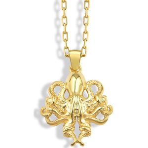 Octopus hanger ketting Gold Polished 22 inches