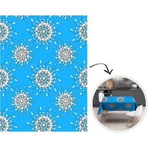 Tafelkleed - Tafellaken - 180x240 cm - Bloemen - Sneeuwvlok - Design - Winter - Binnen en Buiten